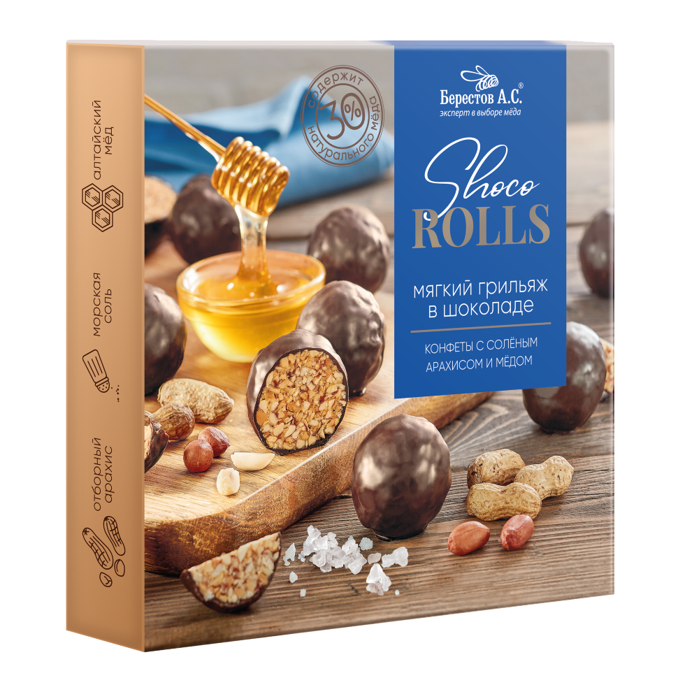  Берестов Shoco Rolls конфеты с арахисом, солью и медом, 135г   в Алатыре