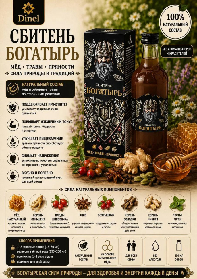  Сбитень Богатырь, 250мл  в Алатыре