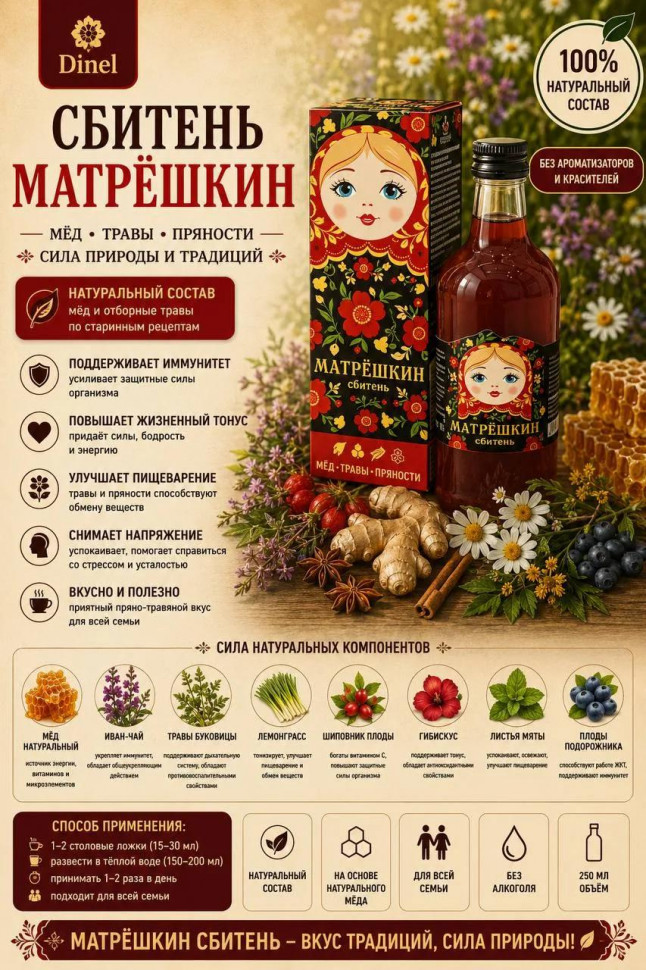  Сбитень Матрёшкин, 250мл  в Алатыре